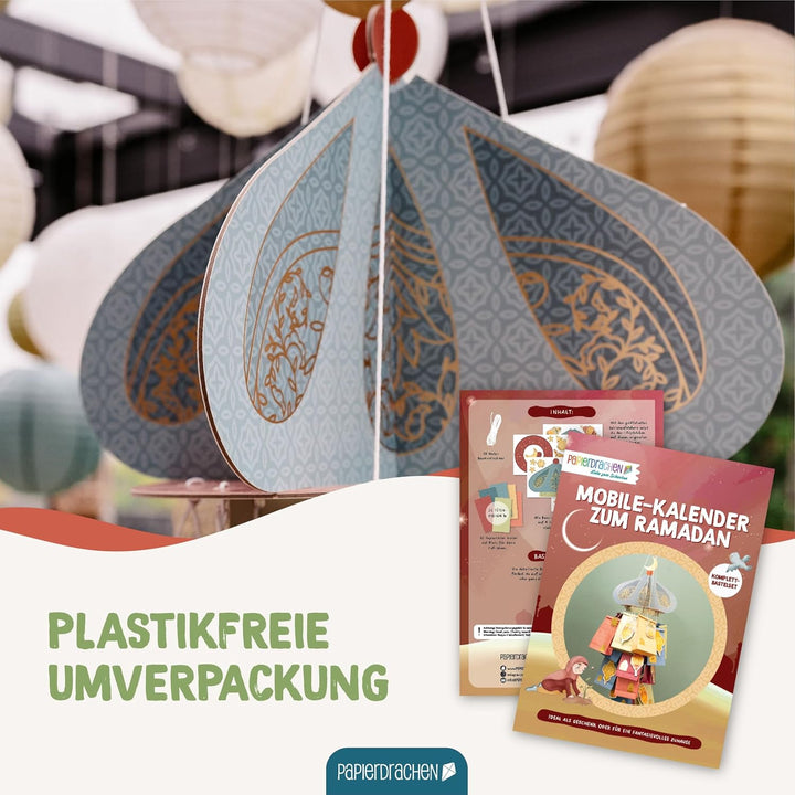 Papierdrachen Mobile Kalender zum Ramadan - Moschee - zum selbst Basteln - Geschenk - Dekoration - L
