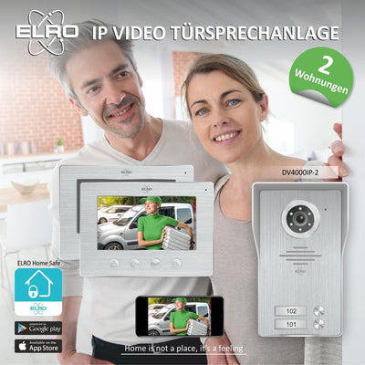 ELRO DV4000IP-2 DV4000IP Video Türsprechanlage, Grau, 2 Appartment Mit App 2 Appartment, Mit App 2 A