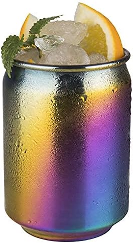Buddy´s Bar - 4 Cocktailbecher, Ø 7,5 cm, H: 10,5 cm, 350 ml, Edelstahl-Becher, 4er Set, Regenbogen-