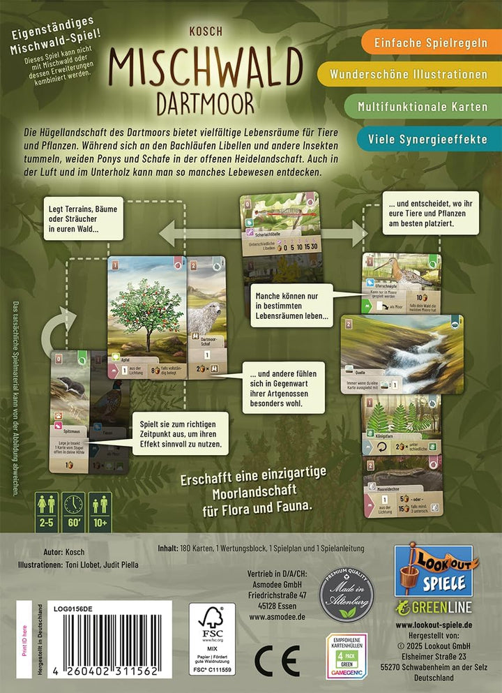 Lookout, Mischwald: Dartmoor, Grundspiel, Familienspiel, Kartenspiel, 2-5 Spieler, ab 10+ Jahren, 60