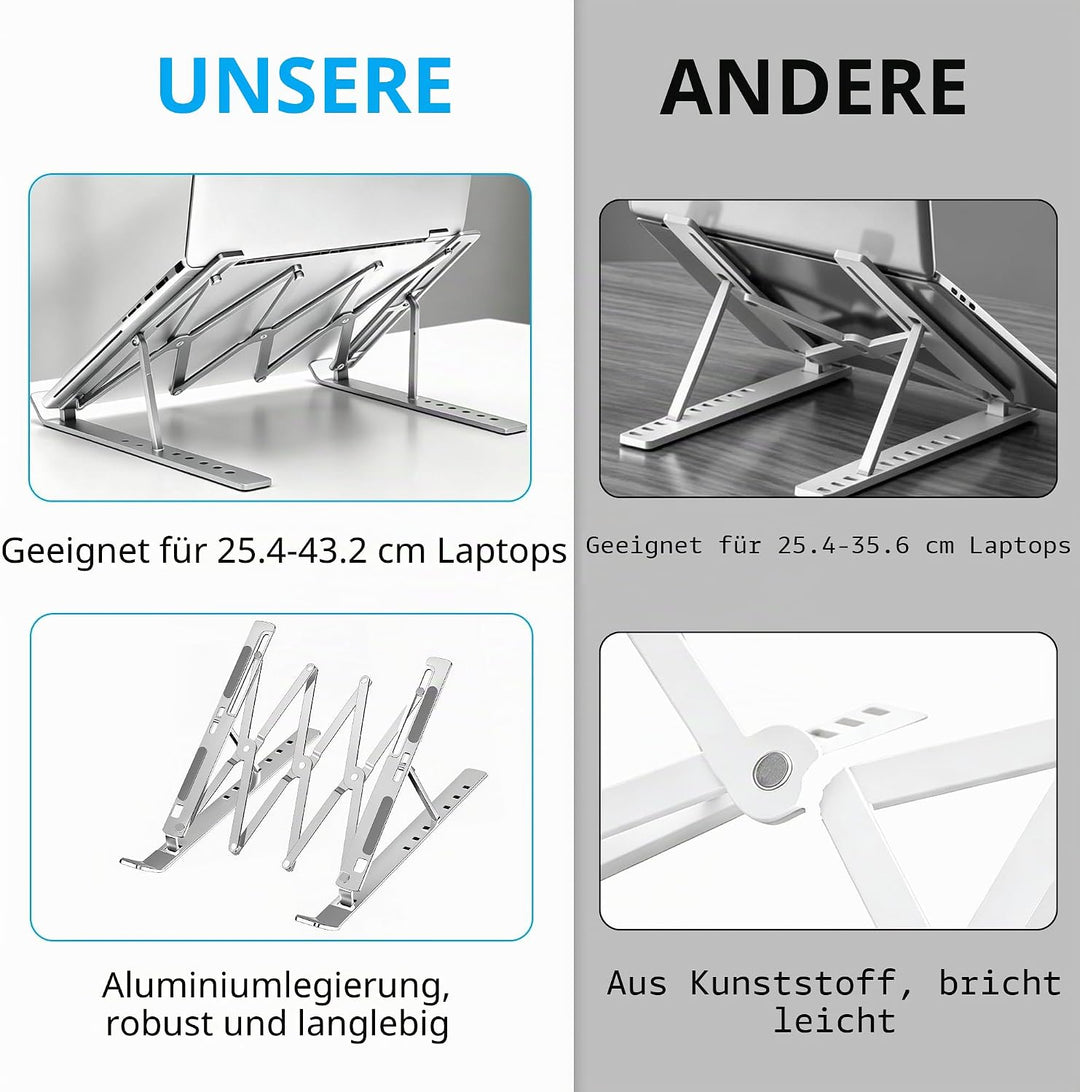 Laptop ständer aus Aluminium,Faltbarer,belüfteter Halter,laptopständer höhenverstellbar,Ergonomisch