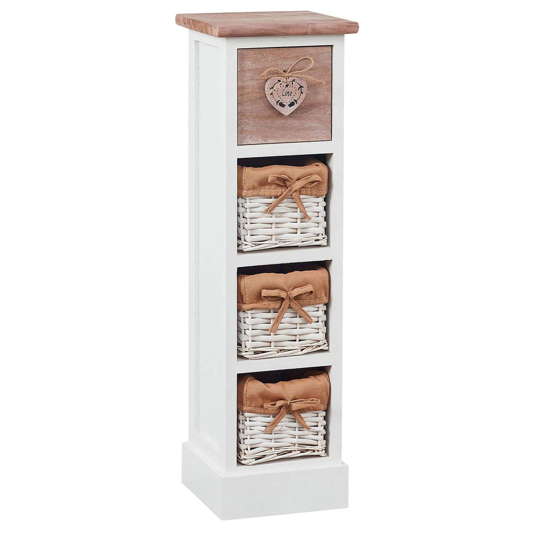 CARO-Möbel Schubladenkommode Flower Schubladenregal Standregal in weiss/braun mit 1 Schublade und 3