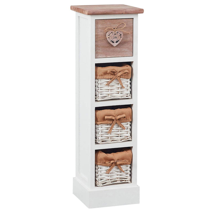 CARO-Möbel Schubladenkommode Flower Schubladenregal Standregal in weiss/braun mit 1 Schublade und 3