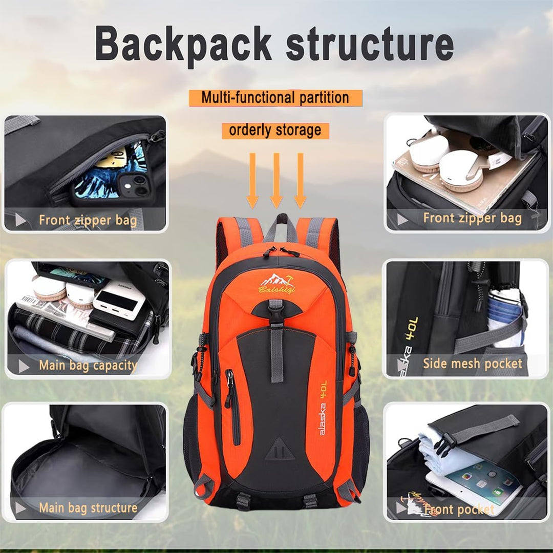 Wanderrucksack Herren Damen 40L Wasserdichter Rucksack Leicht Gross Reiserucksack，Outdoorrucksack mi