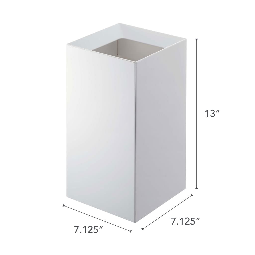 Yamazaki Home Quadratischer Mülleimer, 2,5 Liter, moderner Mülleimer mit Griff, Einheitsgrösse, Weis