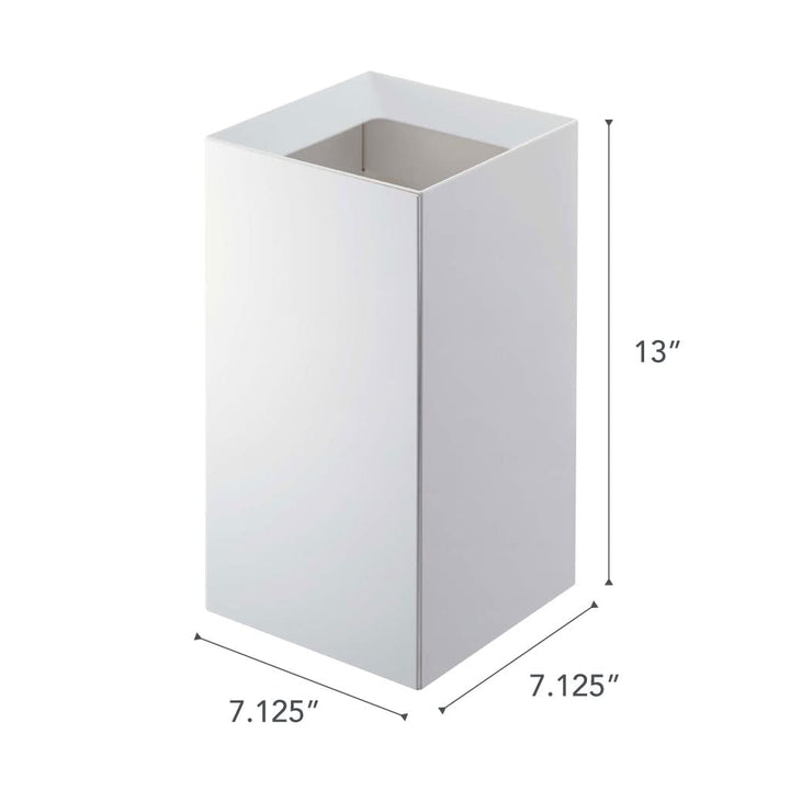 Yamazaki Home Quadratischer Mülleimer, 2,5 Liter, moderner Mülleimer mit Griff, Einheitsgrösse, Weis