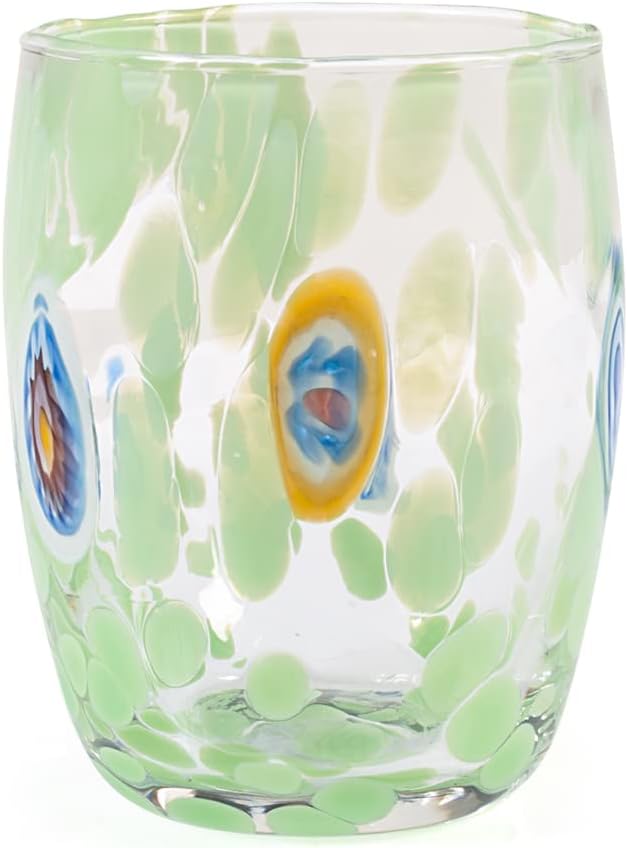 H&h set 6 bicchieri veneziano in vetro decorato multicolore cl 38