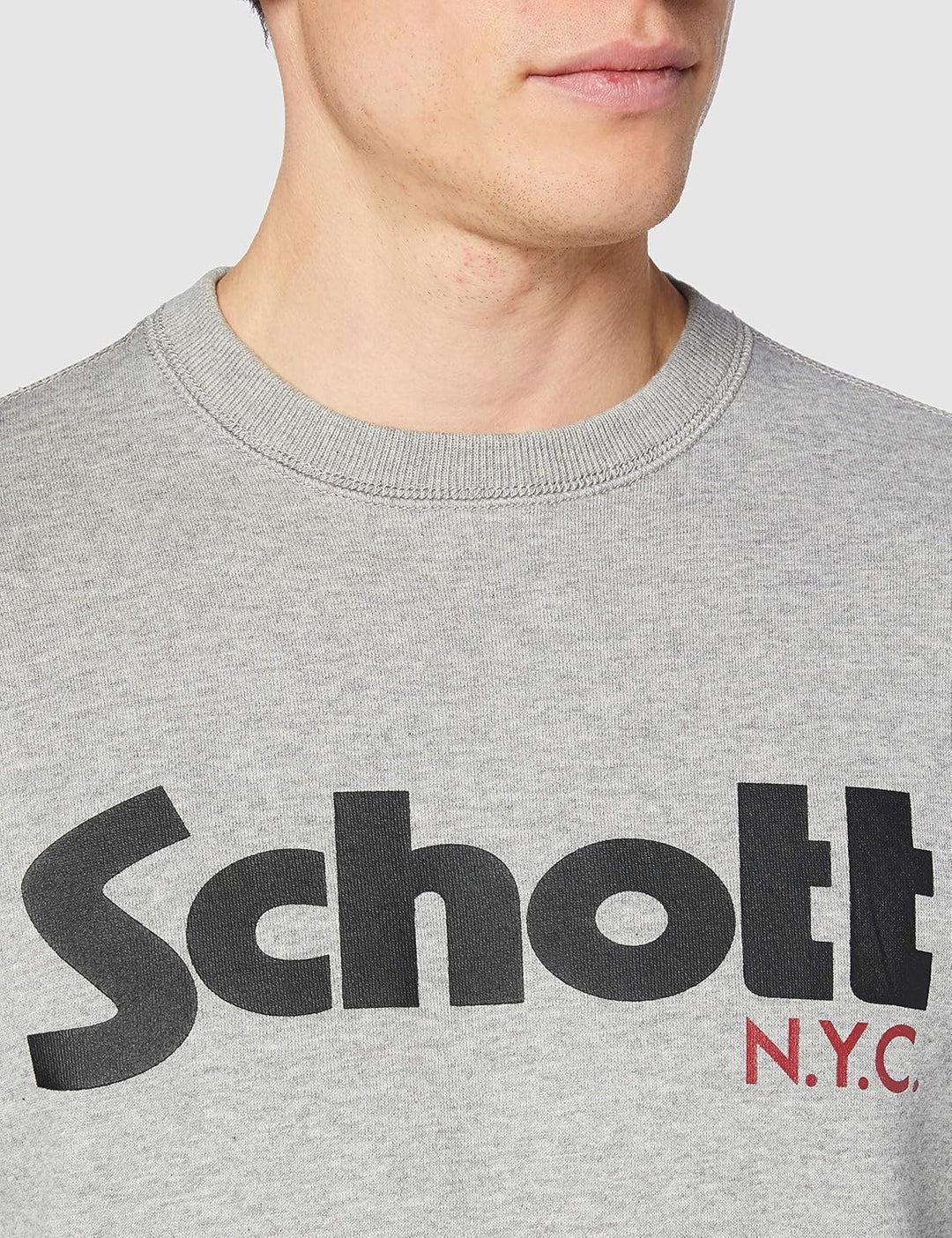 Schott NYC Herren Swcrew Sweatshirt, M Grau (Heat.grey Heat.grey)