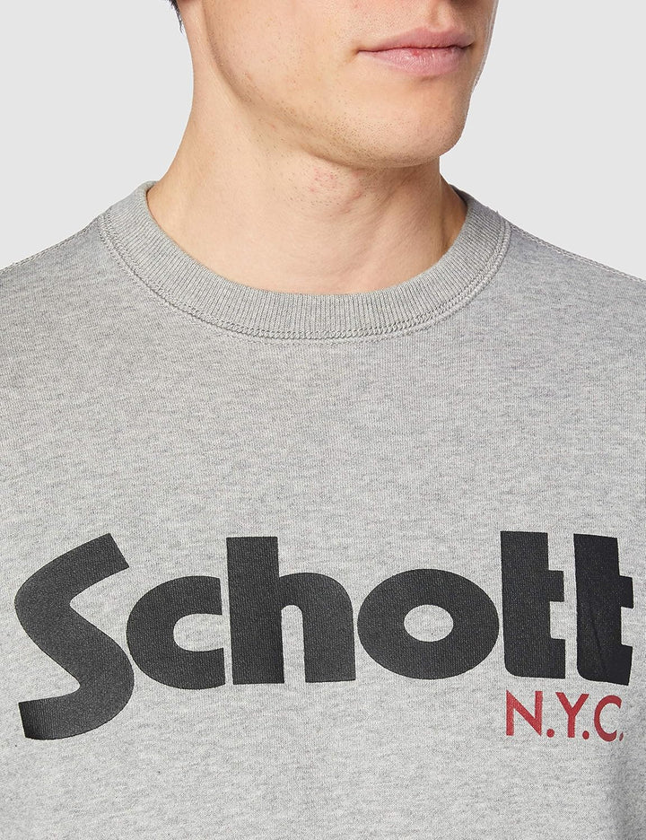 Schott NYC Herren Swcrew Sweatshirt, M Grau (Heat.grey Heat.grey)