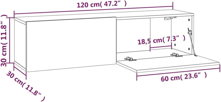 Festnight TV Wandboard Hängend Grau Sonoma TV-Wandschrank Lowboard Hangend Hängeschränke Hänge TV Bo