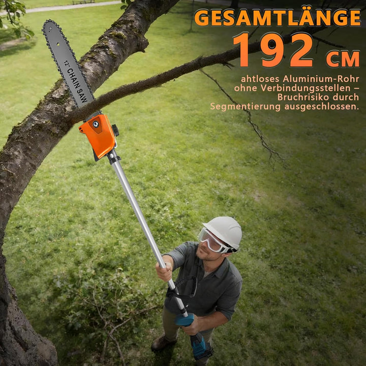2-In-1 Akku Rasentrimmer und Hochentaster mit 2 x Akkus und Ladegerät| 1380W Akku Freischneider mit