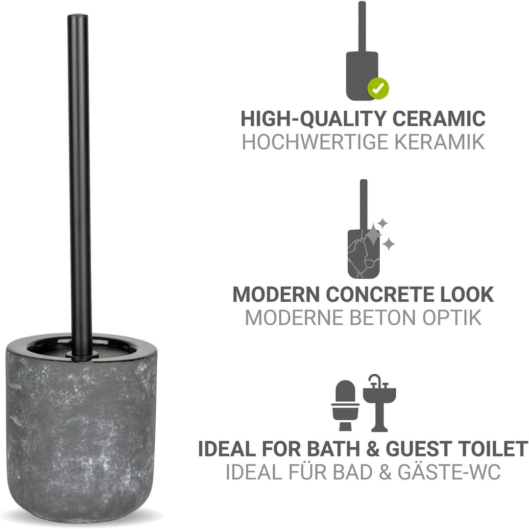 WC-Garnitur Mod. Sacile freistehend Keramik WC-Bürste Badezimmer Zubehör Edelstahl Betonoptik Ø 11,5