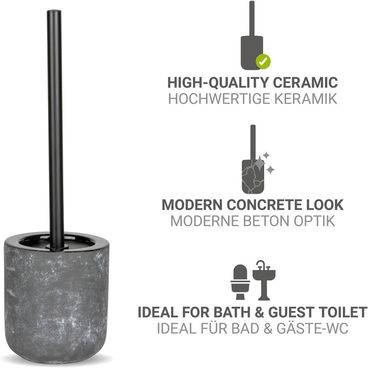 WC-Garnitur Mod. Sacile freistehend Keramik WC-Bürste Badezimmer Zubehör Edelstahl Betonoptik Ø 11,5