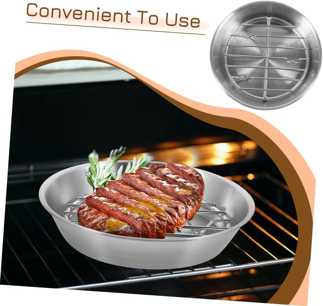 Zerodeko Hochleistungs Grillpfanne Edelstahl mit Ölablass Backblech 16cm Mehrzweck Bräter für Ofen u