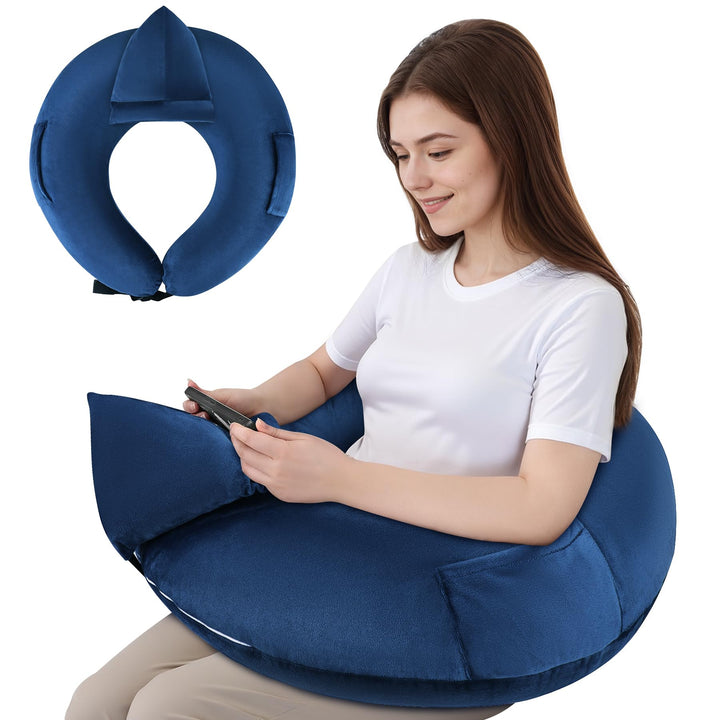 Lesekissen für Gaming, Armlehne Unterstützung Bücherkissen, U-förmiges Lap Kissen mit Seitentasche z
