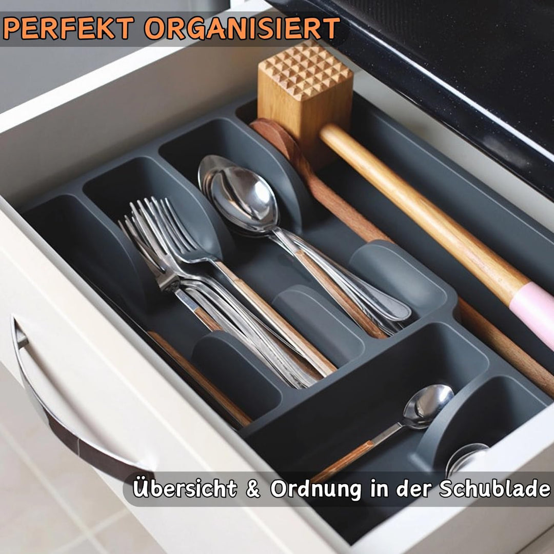 1 x Besteckkasten Besteckkorb mit 6 Fächern, Kunststoff, BPA-frei, Farbe: Braun, Masse: 38 x 29 x 5