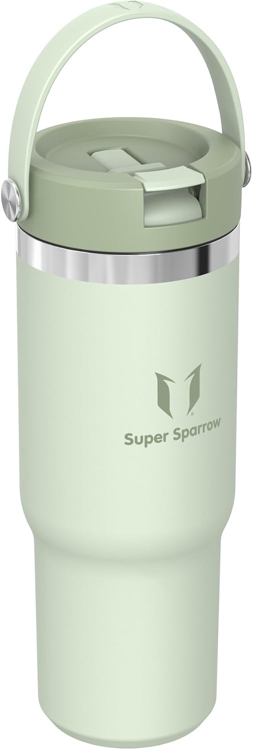 Sparrow Trinkflasche Edelstahl - Twistpath Thermosflasche mit Flex-Strohhalmdeckel - 900ml - BPA-fre