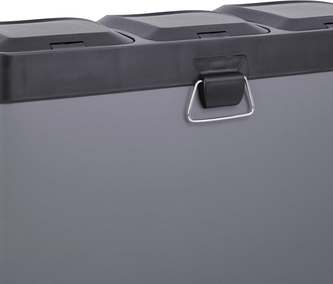 SVITA TC3X15 Treteimer 45 Liter Grau 3X 15L dreifach Abfalleimer 3er-Mülleimer Mülltrennung