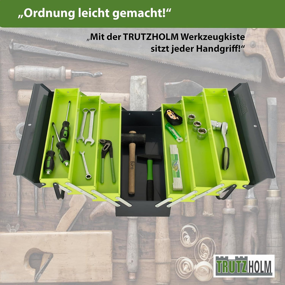 TRUTZHOLM Werkzeugkiste verschiedene Fachanzahl aus Stahl, klappbare Tragegriffe, universell einsetz