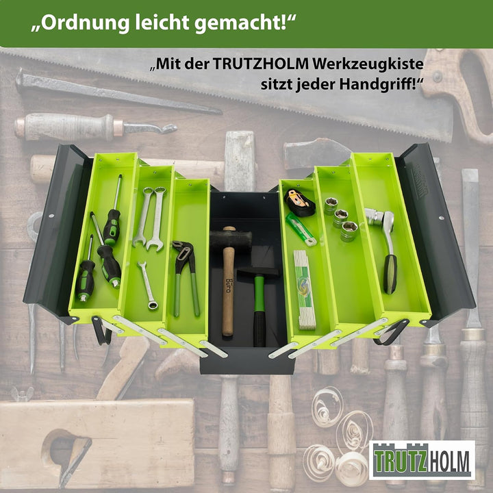TRUTZHOLM Werkzeugkiste verschiedene Fachanzahl aus Stahl, klappbare Tragegriffe, universell einsetz
