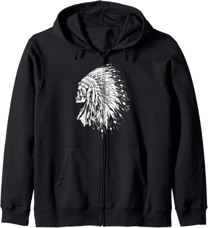 Vintage Native American Indian Design - Skull & Headdress Kapuzenjacke