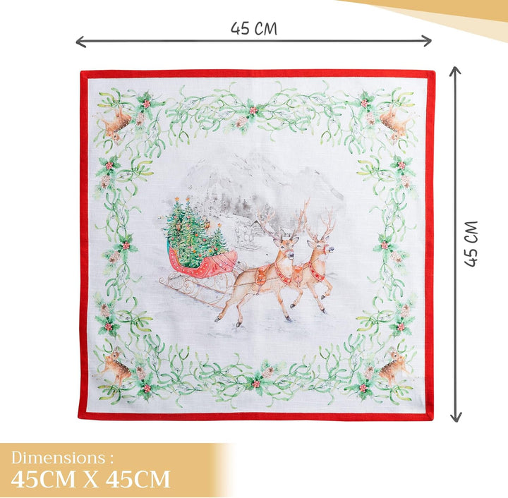 Maison d' Hermine Stoffservietten 4er Set aus 100% Baumwolle Wiederverwendbare Stoffservietten Weihn