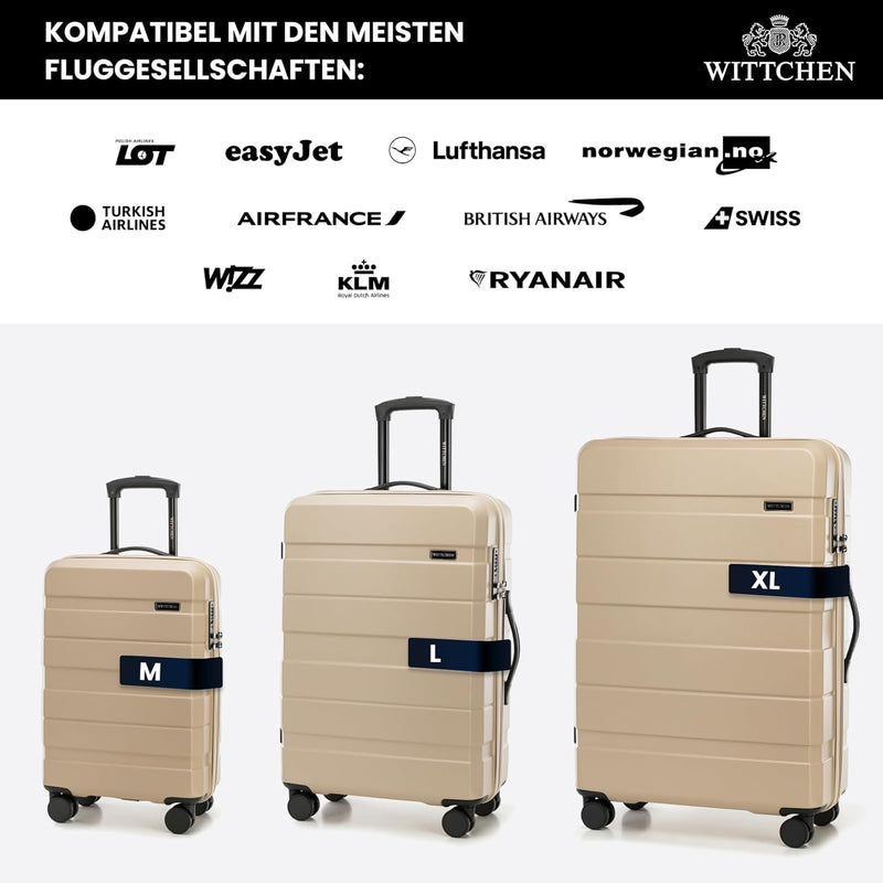 WITTCHEN COMODO Line Kofferset Reisekoffer Hartgepäck aus ABS TSA Schloss Grösse (S+M+L+Kosmetikkoff