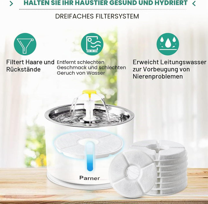 Parner Ersatzfilter für Katzenbrunnen, gesunde und hygienische Filter für Haustier Wasserspender. (8