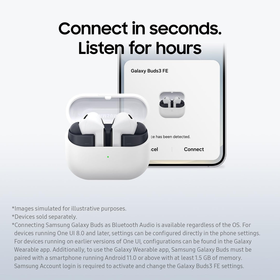 Samsung Galaxy Buds3 FE (2025, CAD-Version & Garantie) – Schwarz, Bluetooth-Ohrhörer mit KI-Echtzeit