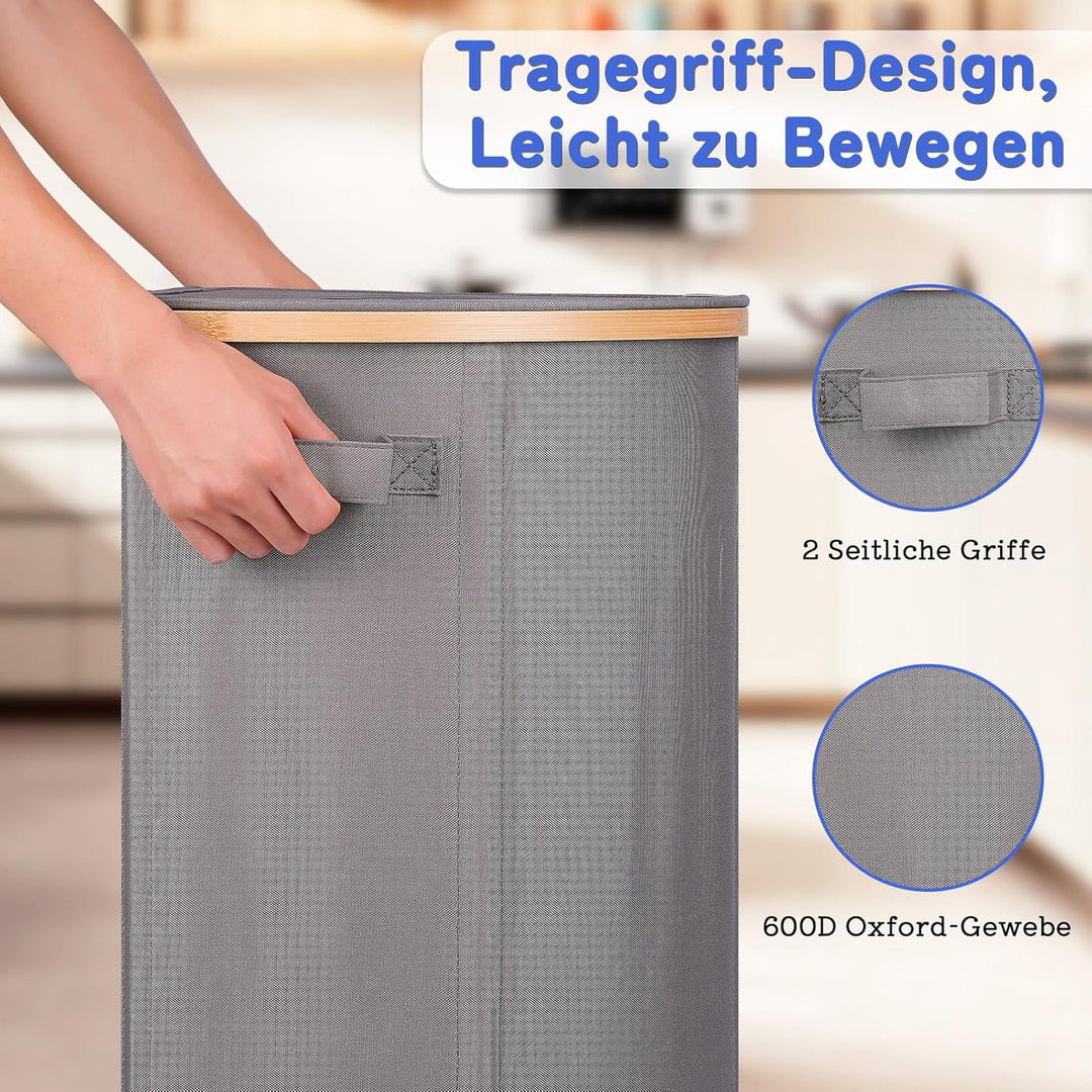 efluky Pfandflaschen Sammelbehälter mit Deckel, 100L Gross Pfandflaschen Aufbewahrung mit Zwei Trage