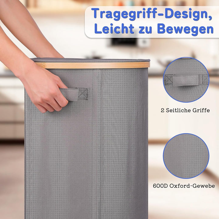 efluky Pfandflaschen Sammelbehälter mit Deckel, 100L Gross Pfandflaschen Aufbewahrung mit Zwei Trage