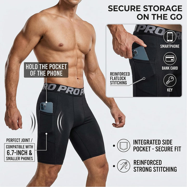 YUSHOW 3er Pack Kompressionsshorts Herren Kompressionshose Sporthose Kurz Schnell Trocknend Atmungsa