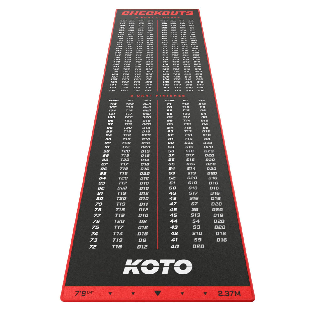 KOTO - Carpet Checkout Dartmatte, Schutz Bodens und Dartpfeile, Mit Score-Indikation + Oche