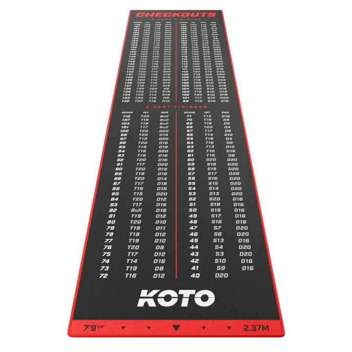 KOTO - Carpet Checkout Dartmatte, Schutz Bodens und Dartpfeile, Mit Score-Indikation + Oche