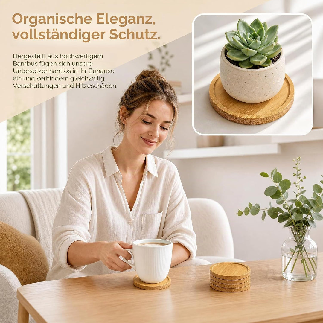 12 Stück Untersetzer Holz, Round Holzuntersetzer Kerzenuntersetzer für Getränke Teetassen Gläser Ker