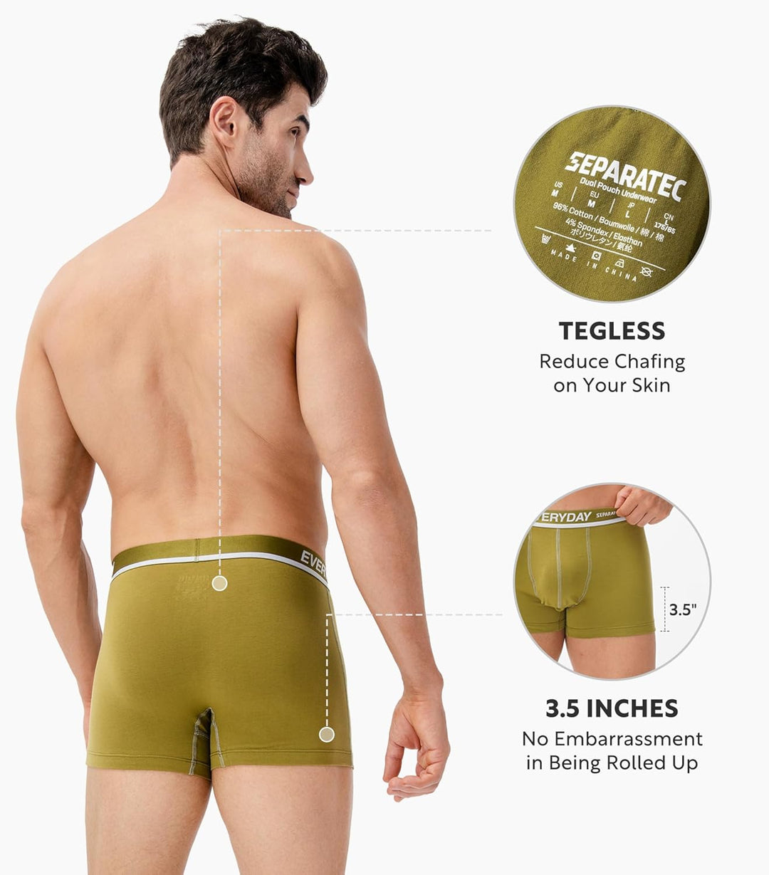 Separatec Herren Boxershorts 7er Pack Doppelbeutel Dual Pouch, Baumwolle Unterhosen Männer, Stretcke