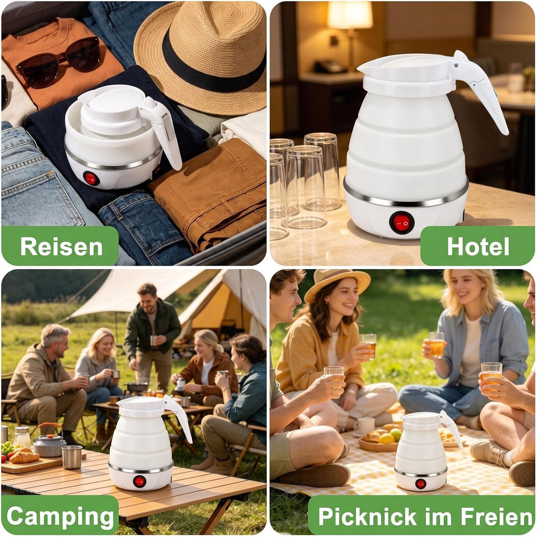 Faltbarer Wasserkocher Klein Reisewasserkocher Mini Reise Wasserkocher | 0,6 Liter Faltbar Kleiner W