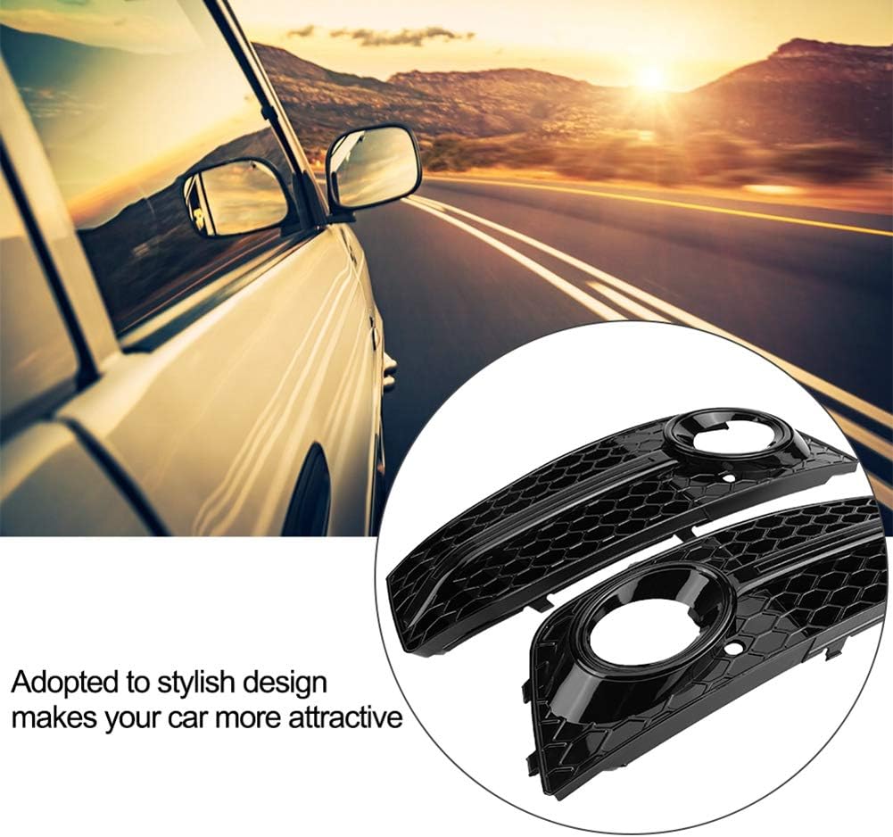 Gitter Nebelscheinwerfer, 2 Stück für RS4 Style Glossy Black Nebelscheinwerfer Frontgrill für A4 B8