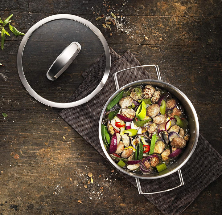 ZWILLING Kochtopf-Set, 5-tlg., 4 Deckel, Induktionsgeeignet, Edelstahl, Vitality & Sieb, Edelstahl,