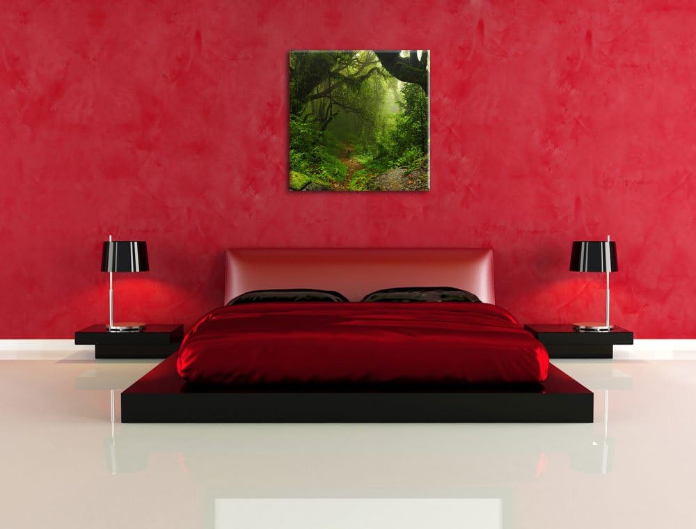 Mystischer Regenwald, Format: 70x70 auf Leinwand, XXL riesige Bilder fertig gerahmt mit Keilrahmen,