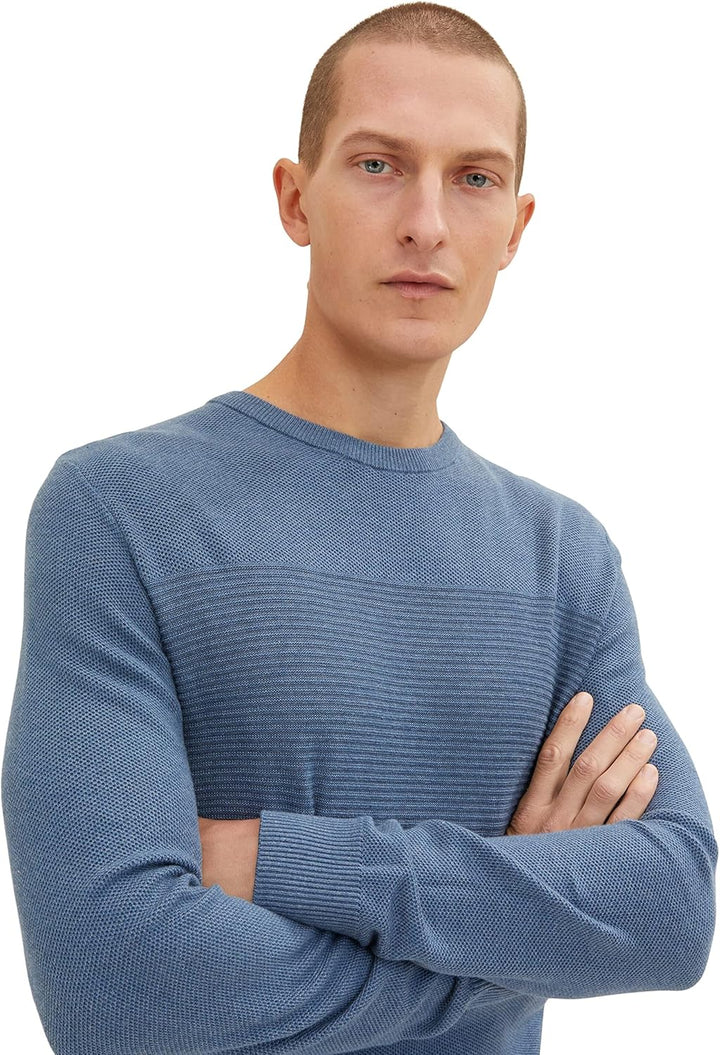 TOM TAILOR Herren Pullover XL 30278 - China Blue Melange, XL 30278 - China Blue Melange