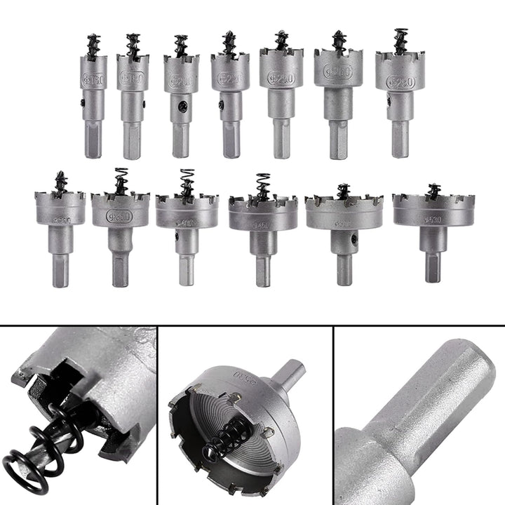 13 Stück Lochsäge Hartmetall Set, TCT Bohrer Lochsägen Set Edelstahl Bohrkrone Metall Dosenbohrer, f