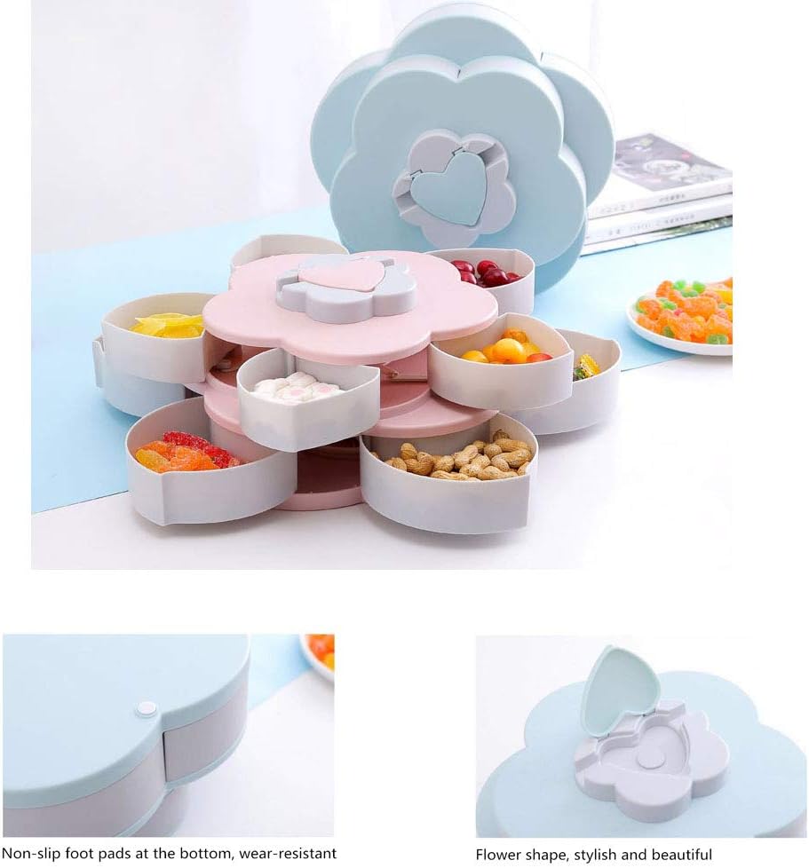 Double Deck Snack Box Blumenförmige rotierende Süssigkeiten Servierbehälter mit Telefonhalter, 10 Gr