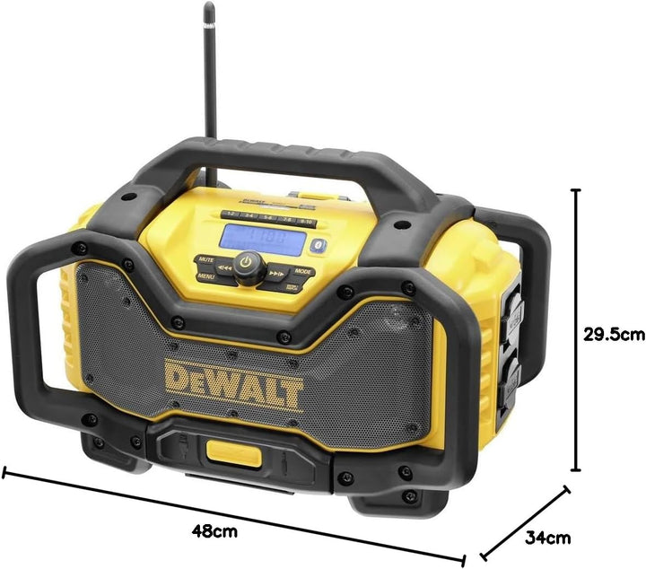 Dewalt Akku- und Netz-Radio (mit Ladefunktion, DAB+ und AM/FM-Stereo, leistungsstarke Lautsprecher,