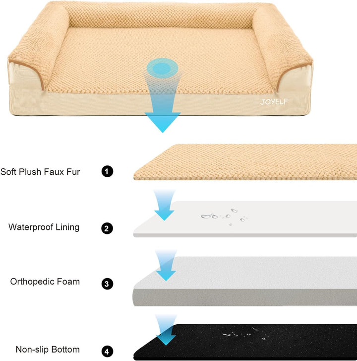 JOYELF Orthopädisches Hundebett für grosse Hunde, U-förmiges Schaumstoff-Sofabett, wasserdichtes Hau