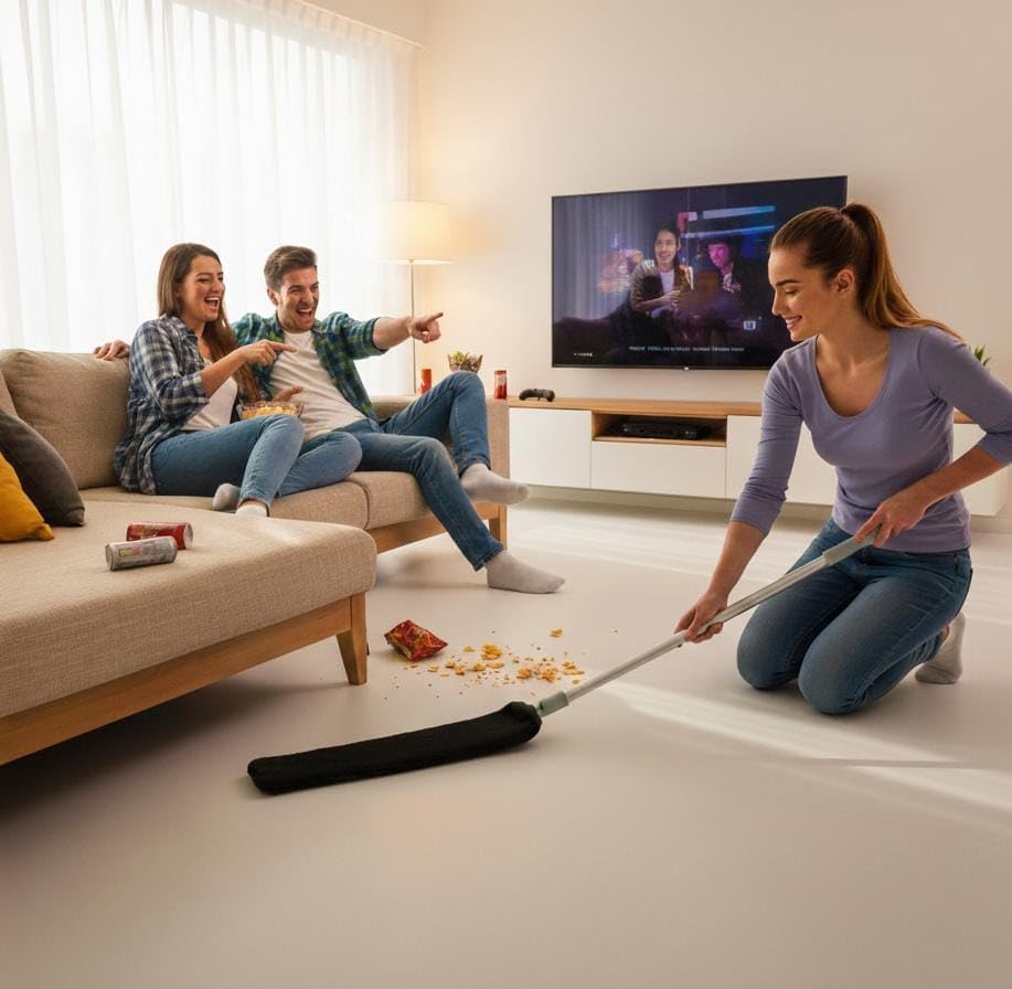 Staubwedel Set 5-teilig – Teleskop-Staubwedel aus Edelstahl + 3 Chenilleköpfe + Biegbare Ecke & Mikr