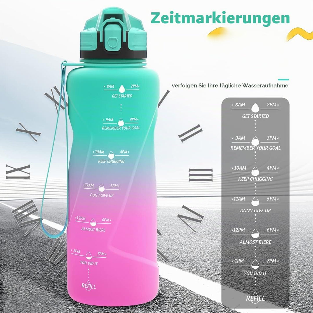 Coolfel Sport Trinkflasche 2l, 1,5l, 1l, 700ml, 500ml Trinkflasche Kinder Auslaufsicher, Motivierend