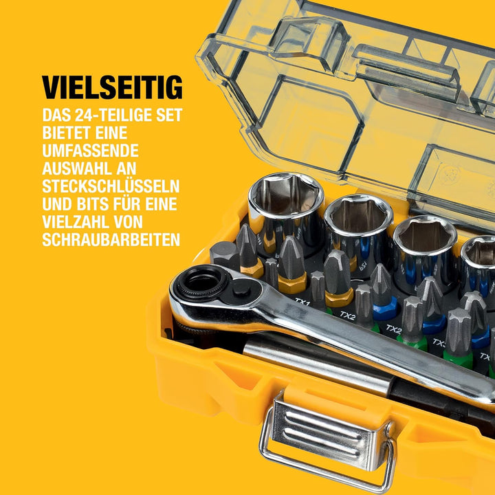 DEWALT Schrauber Bit- und Ratschen-Set (24-tlg., im robusten Case, TSTAK kompatibel) DT71516 1 einhe