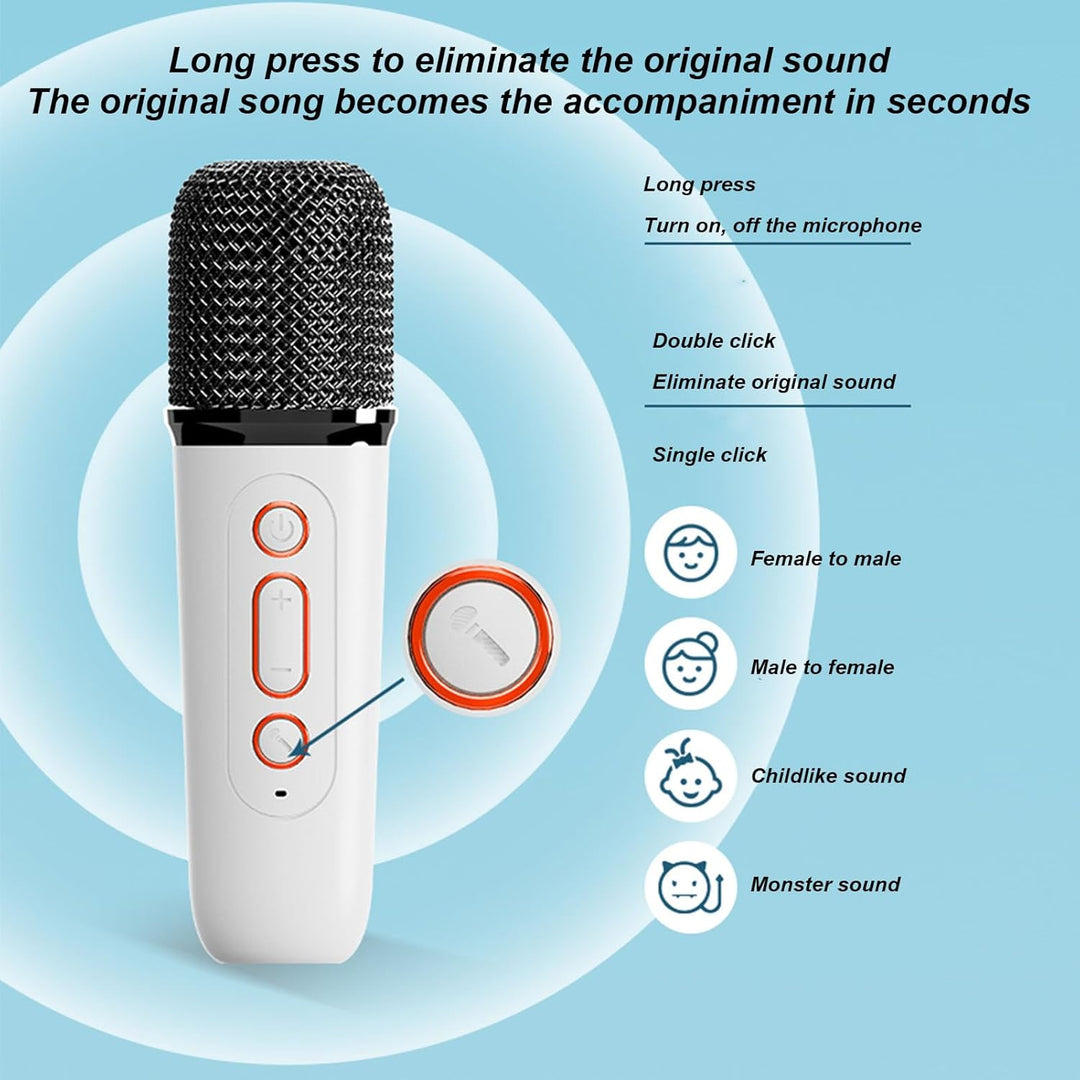 Tragbarer Bluetooth Lautsprecher mit 2 Kabellosen Mikrofonen, RGB Karaoke Maschinen Set, Unterstützt