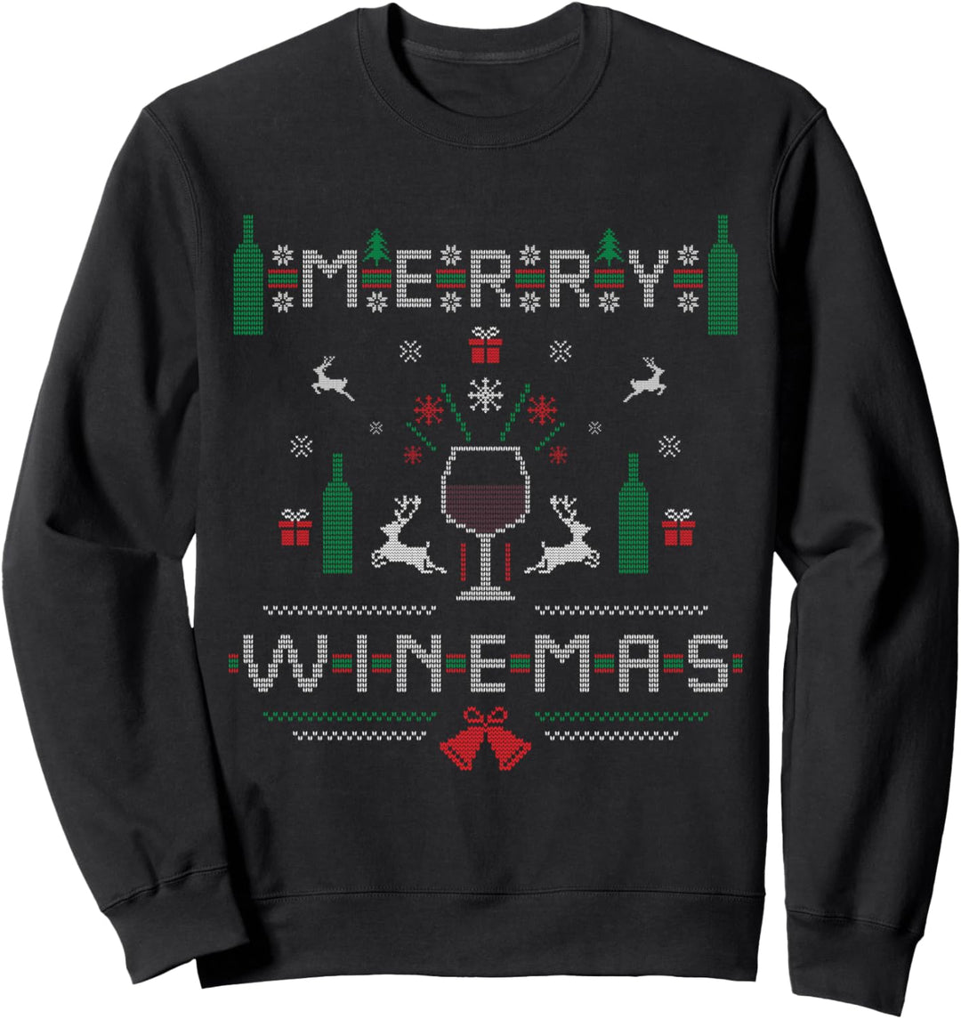Merry Winemas Rotwein Ugly Christmas Sweater Wein-Trinker Sweatshirt